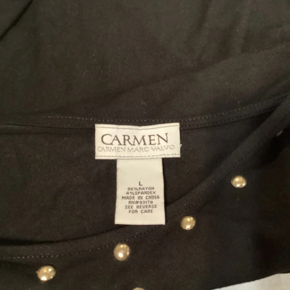 Carmen Marc Valvo top womens SZ L black cold shoulder feminine goth witchycor… - Picture 4 of 7